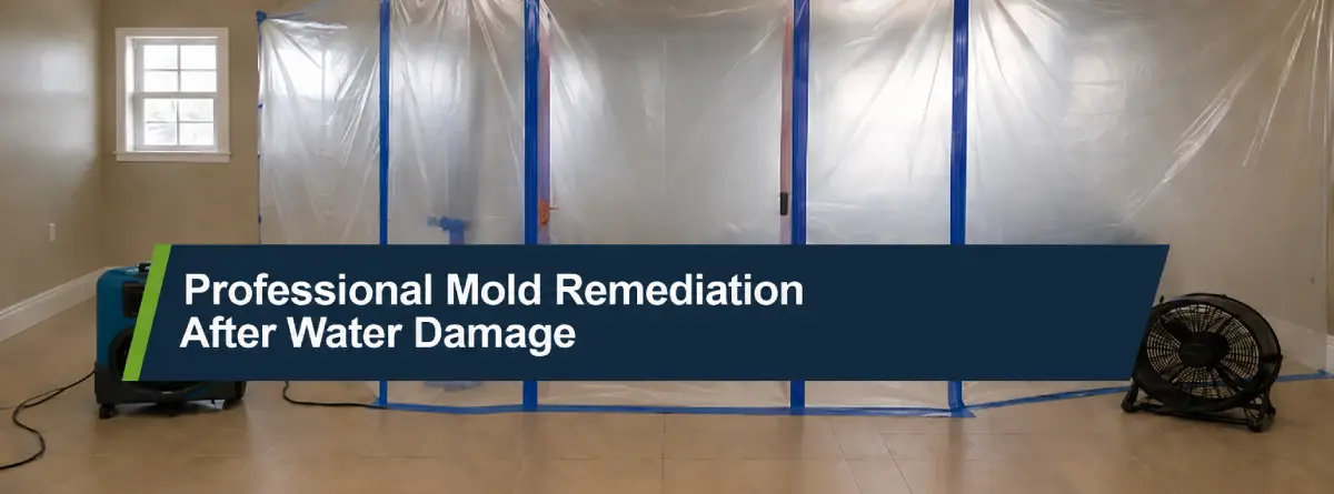  Contained mold remediation area inside a South Carolina home after moisture damage