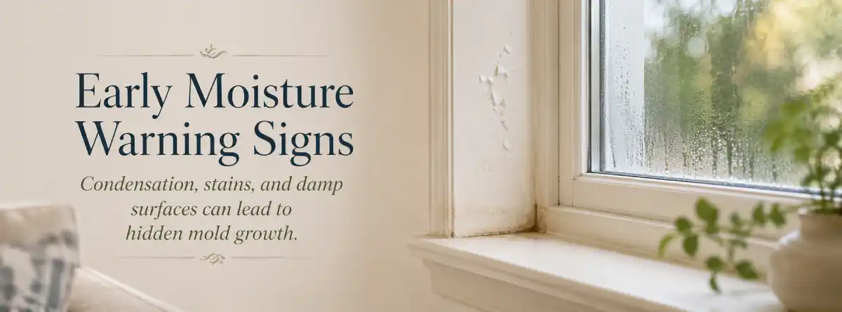 Moisture staining and condensation near a South Carolina home's window and wall